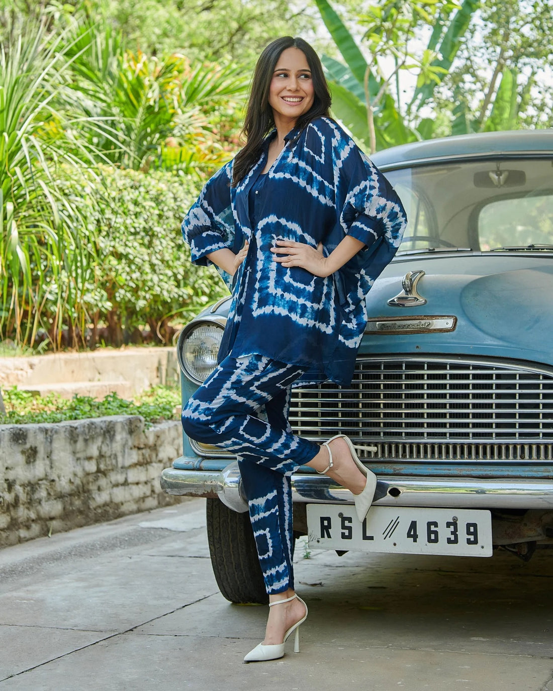 Indigo Splash Kaftan Co-ord Set - 52501C
