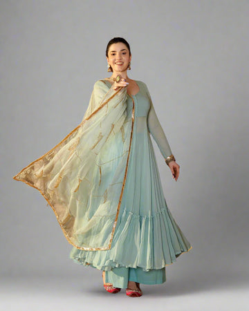 Sky Blue Sweetheart Anarkali Set- 52679KS