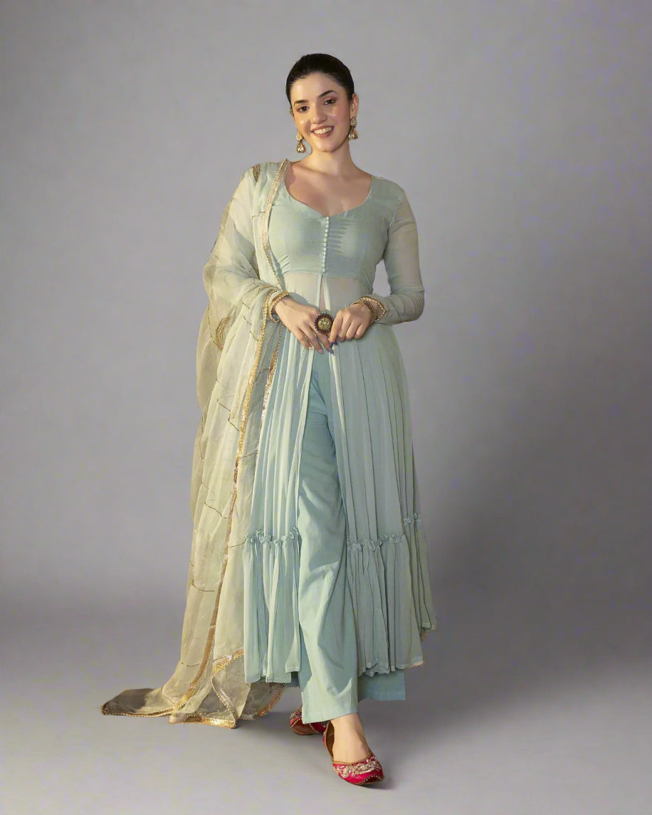 Sky Blue Sweetheart Anarkali Set- 52679KS