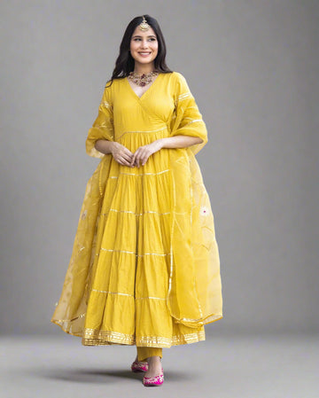 Golden Glow Georgette Anarkali Set- 52683KS