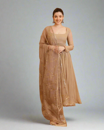 Beige Elegance Anarkali Set- 52680KS