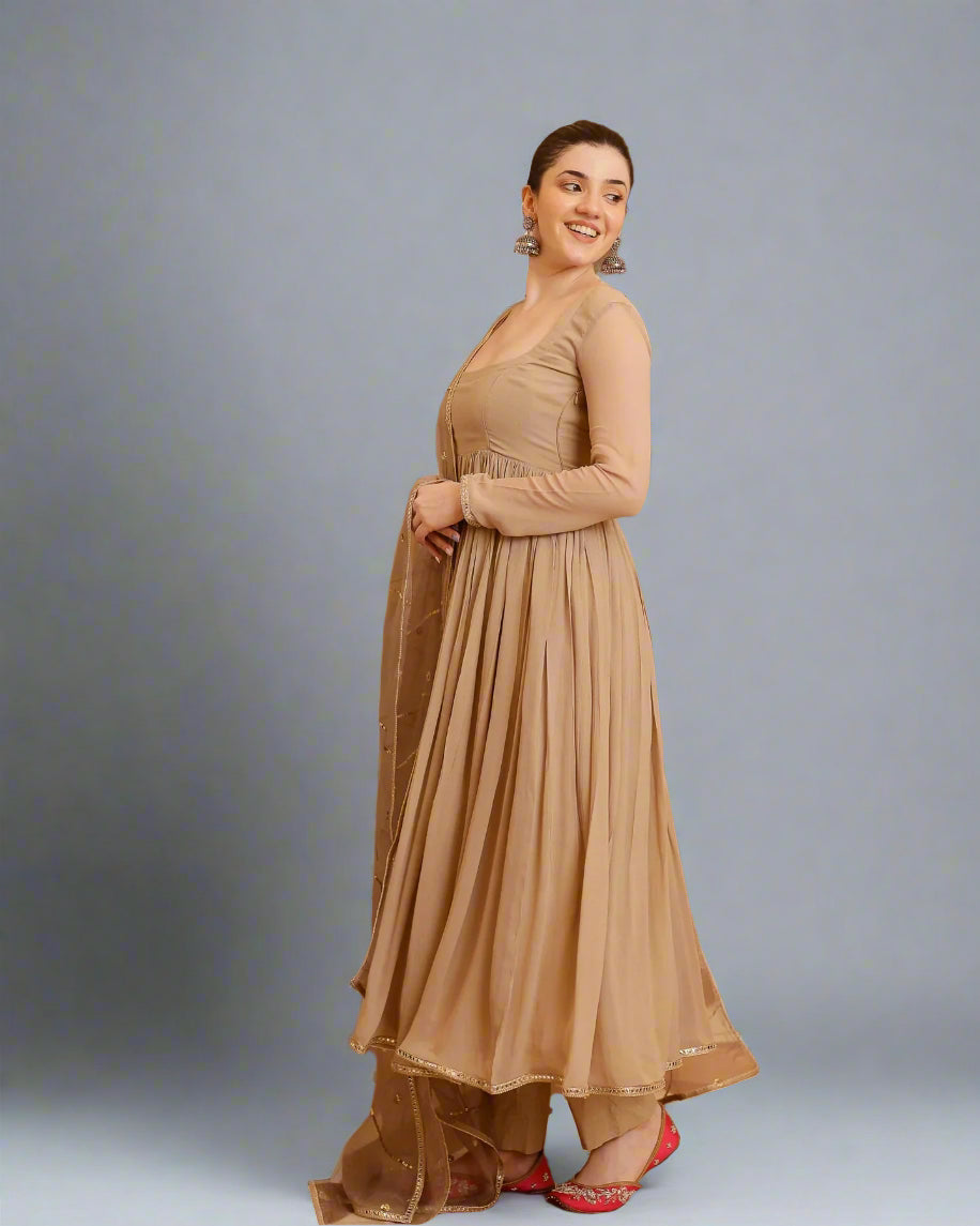 Beige Elegance Anarkali Set- 52680KS