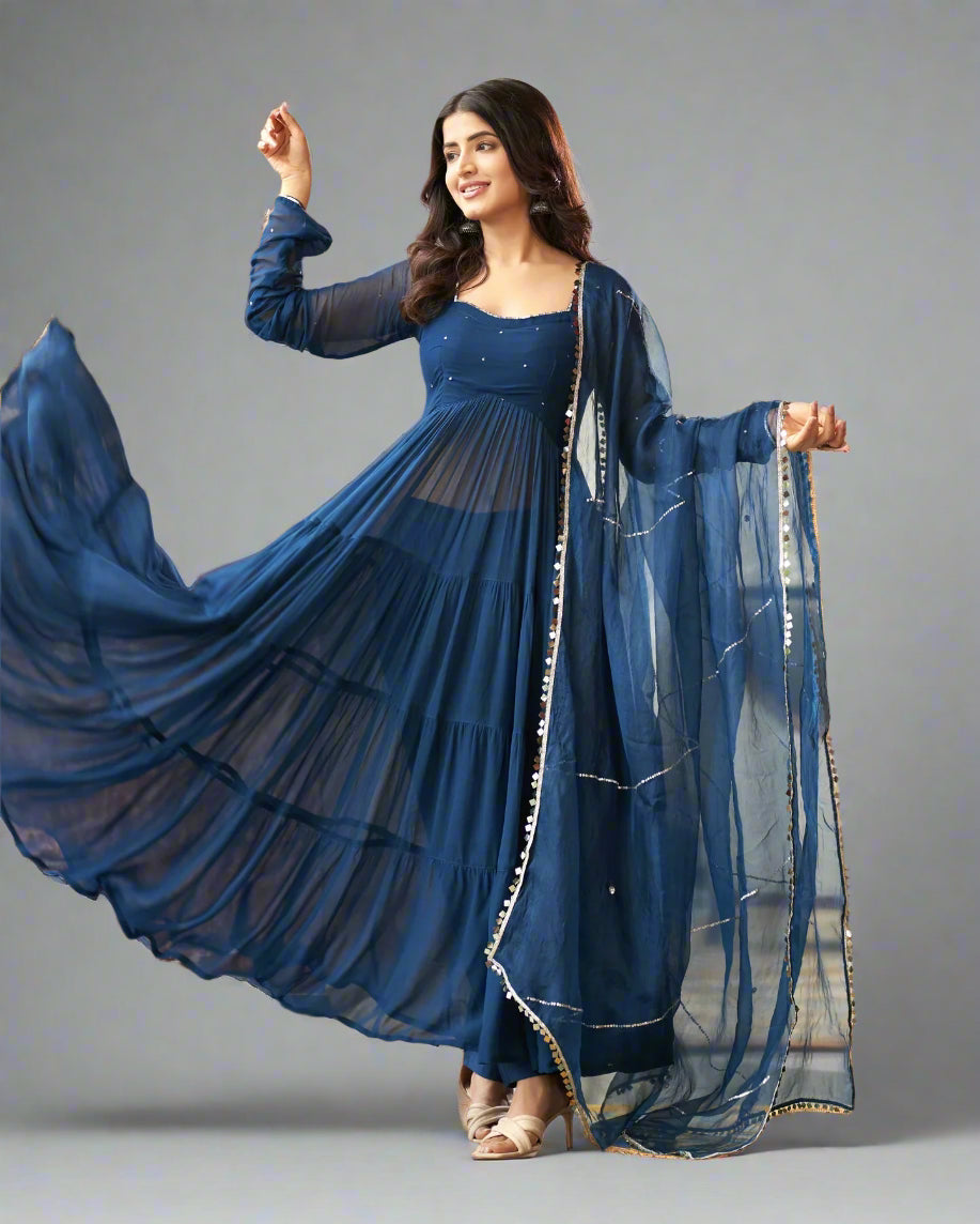 Cobalt Charm Anarkali Set- 52681KS