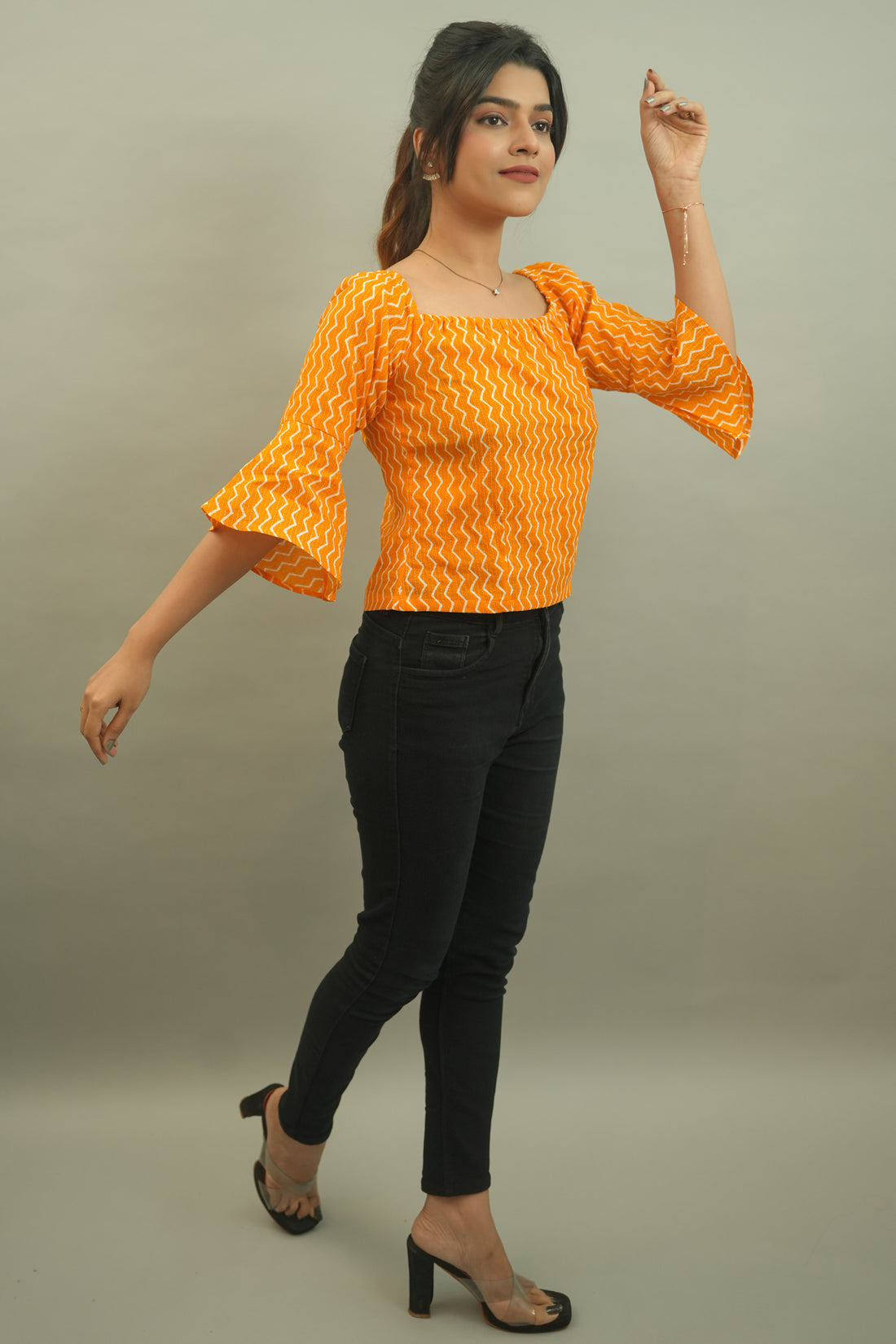 Radiant Yellow Triangular Strip Printed Top - 52399T