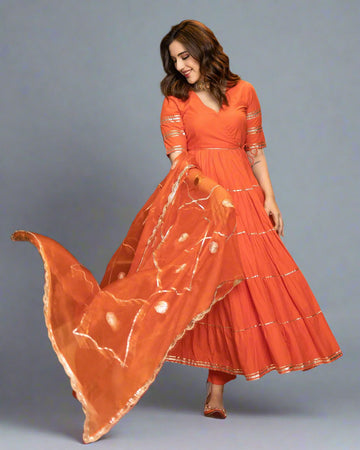 Rust Radiance Anarkali Set- 52684KS