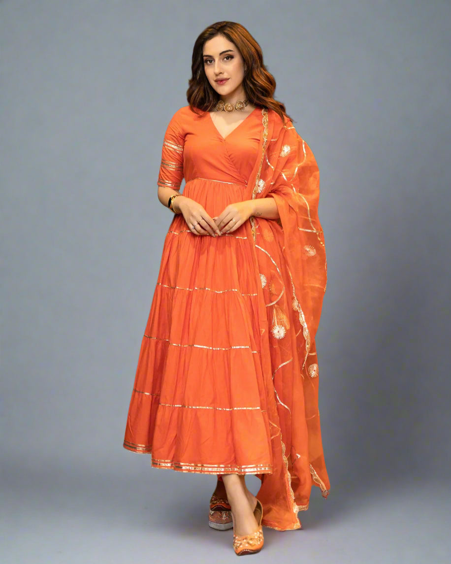 Rust Radiance Anarkali Set- 52684KS