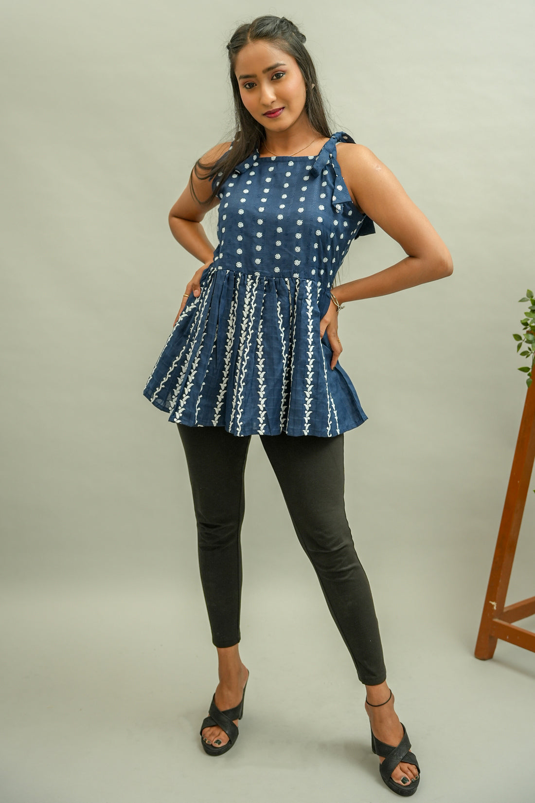 Dark Blue Chikankari Top - 52372T
