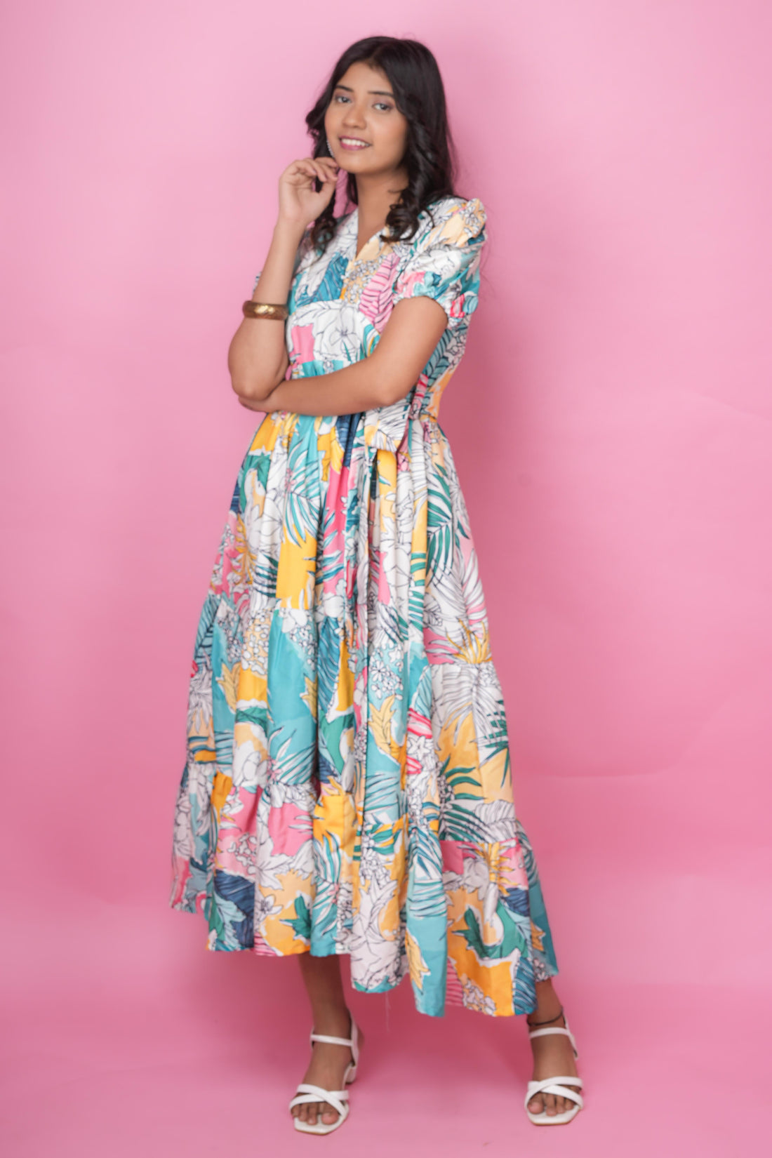 Floral Mint Sky Blue Dress – 52584D