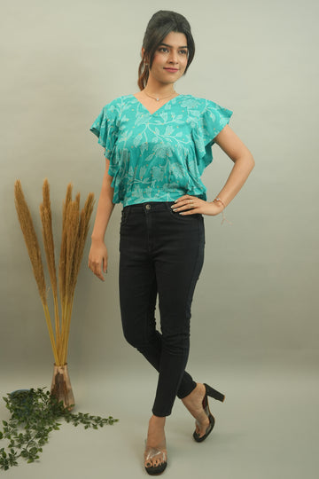 Persian Green Bandhani Printed Top - 52398T