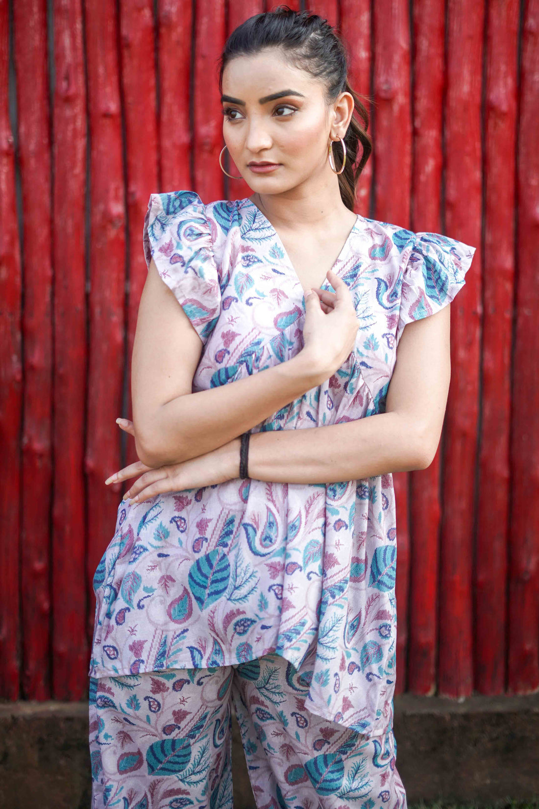 Grey Morn Floral Printed Co-ord Set -52433C