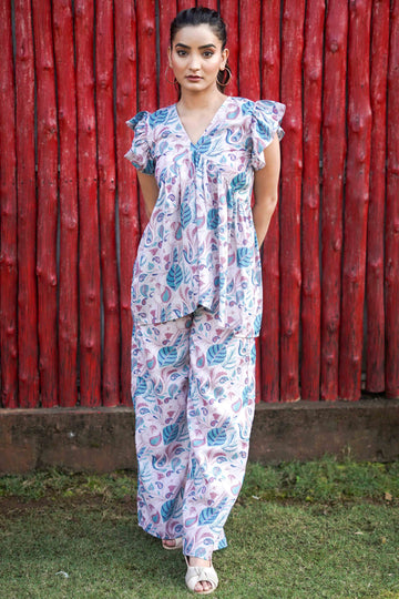 Grey Morn Floral Printed Co-ord Set -52433C