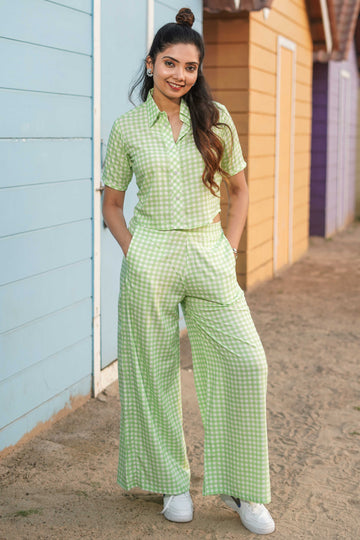 Grass Green Checks Printed Co-ord Set -52462C