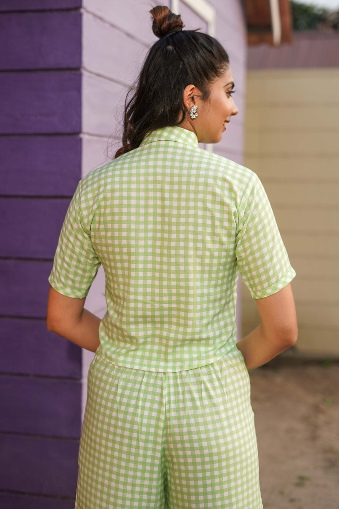 Grass Green Checks Printed Co-ord Set -52462C