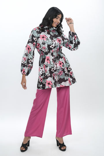 Floral Noir & Cyclamen Co-ord Set- 52568C