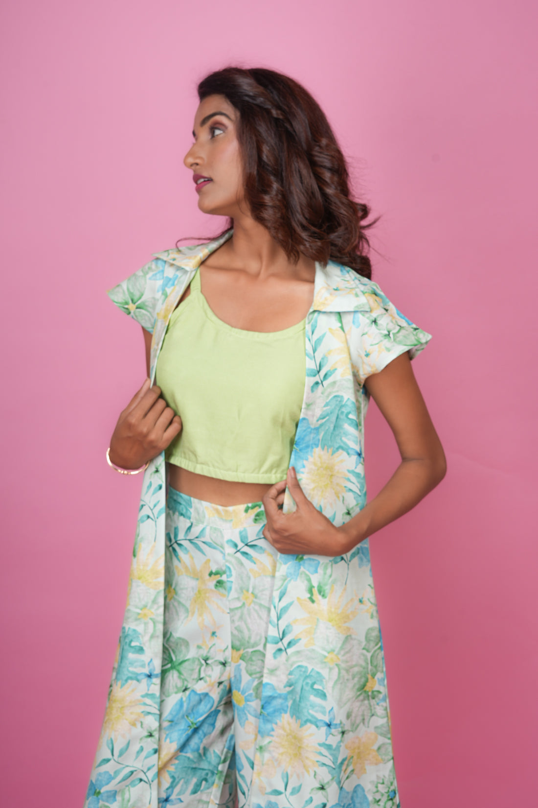 Pale Lime Floral Co-ord Set - 52586C