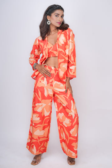 Neon Orange Abstract Co-ord Set - 52591C