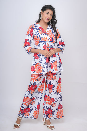 Floral White Co-ord Set - 52592C