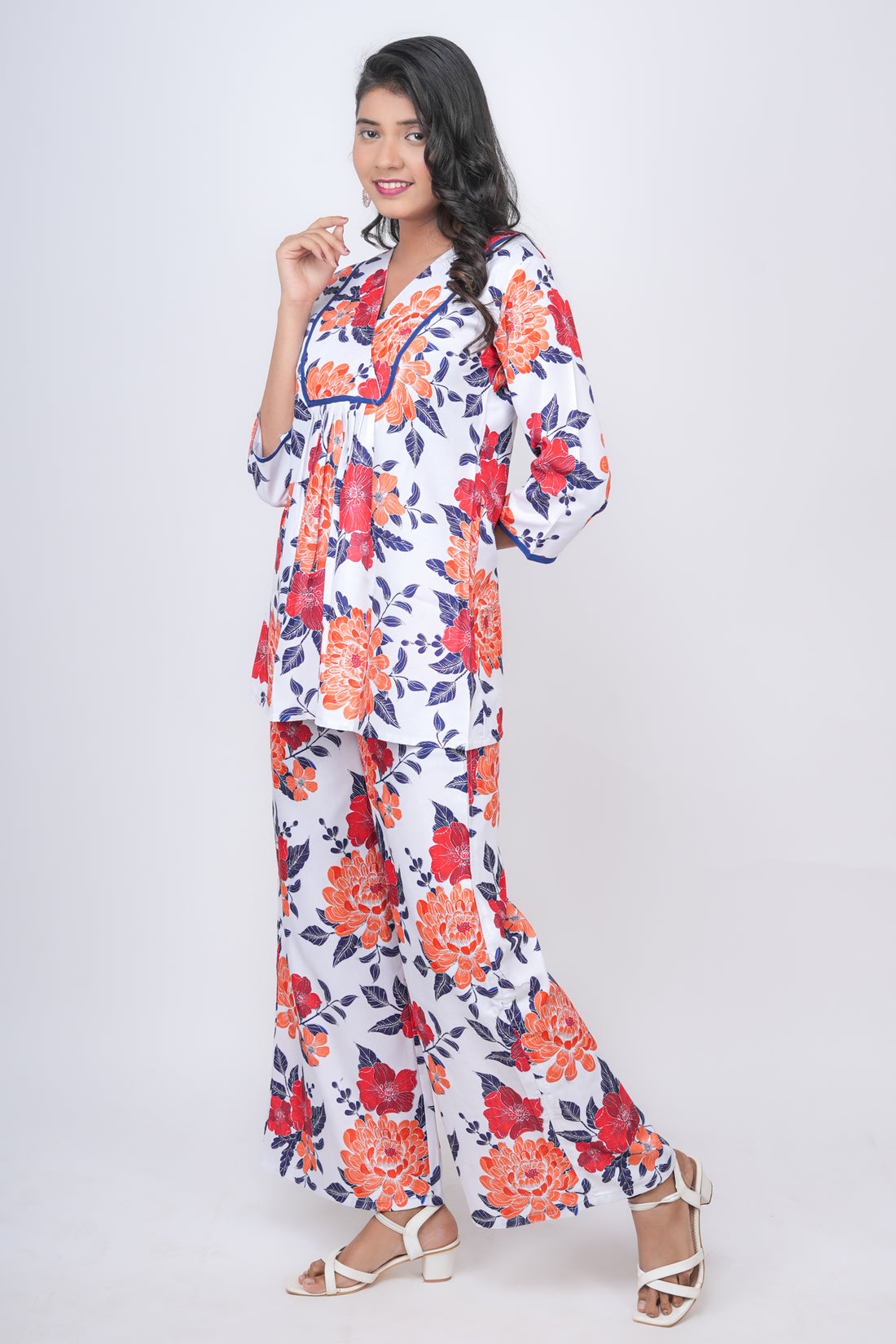 Floral White Co-ord Set - 52592C