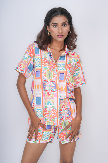 Geometric White Co-ord Set - 52593C