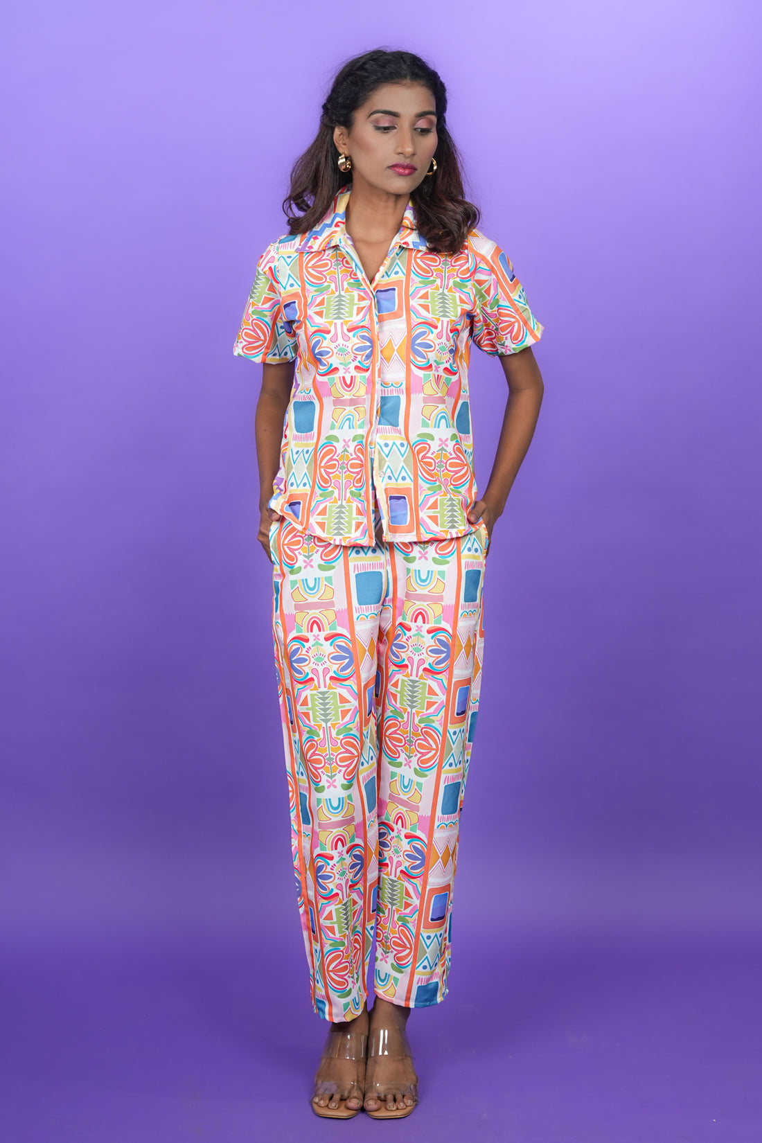 Geometric White Co-ord Set - 52594C