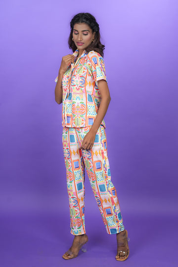 Geometric White Co-ord Set - 52594C