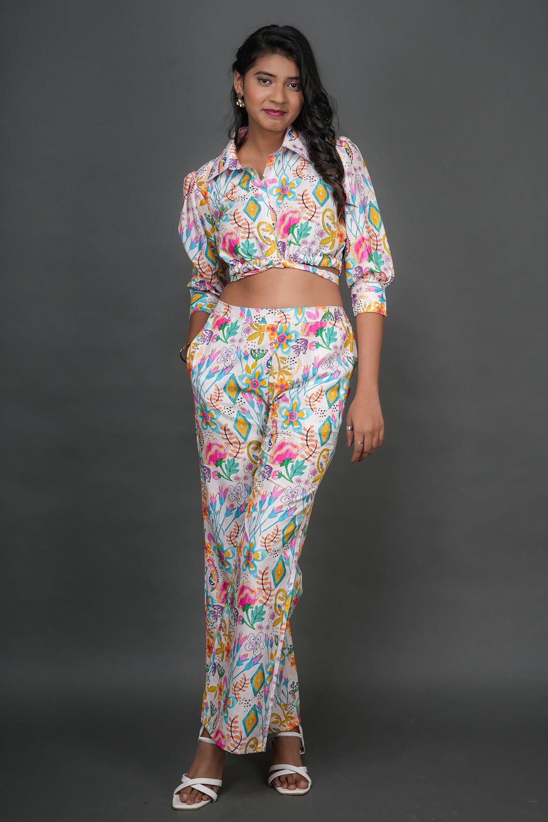 Ivory Floral Co-ord Set - 52608C