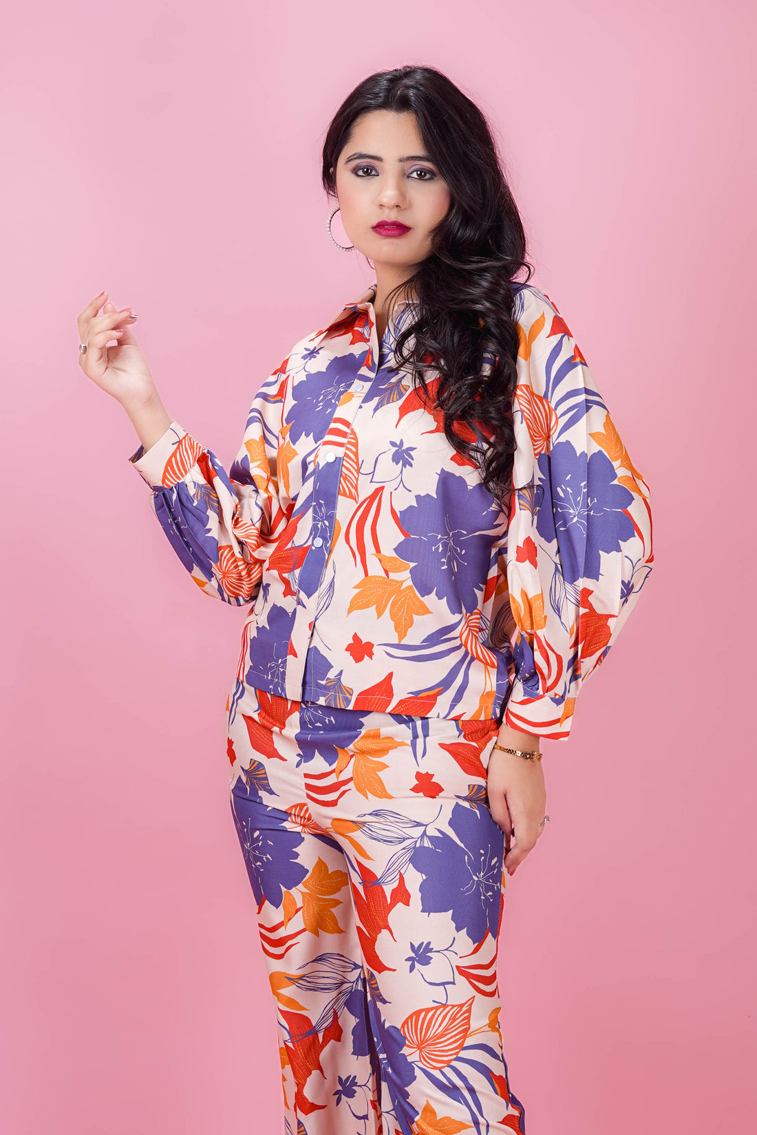 Almond Floral Palazzo Set- 52652C