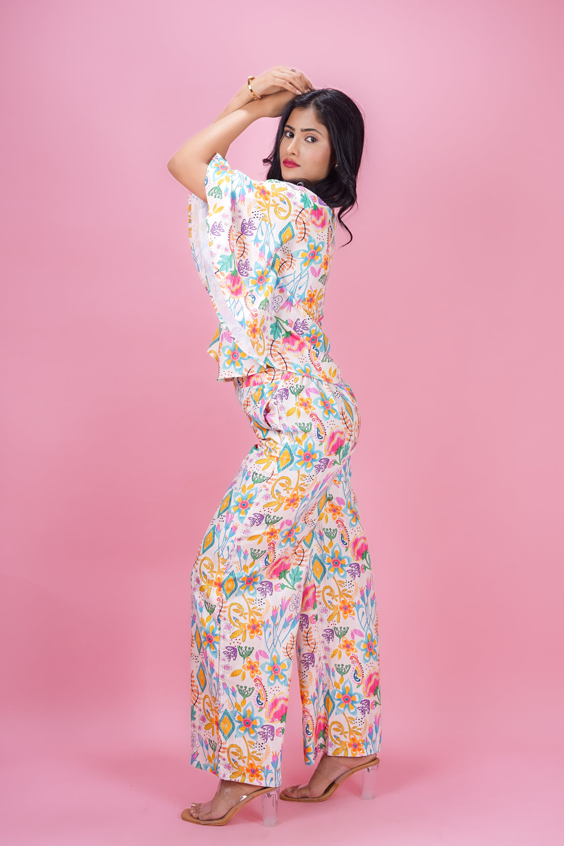 Ivory Floral Cap Sleeve Set- 52656C