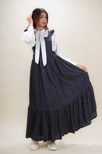 Black & White Polka Dot Shirt Dress Set- 52614D