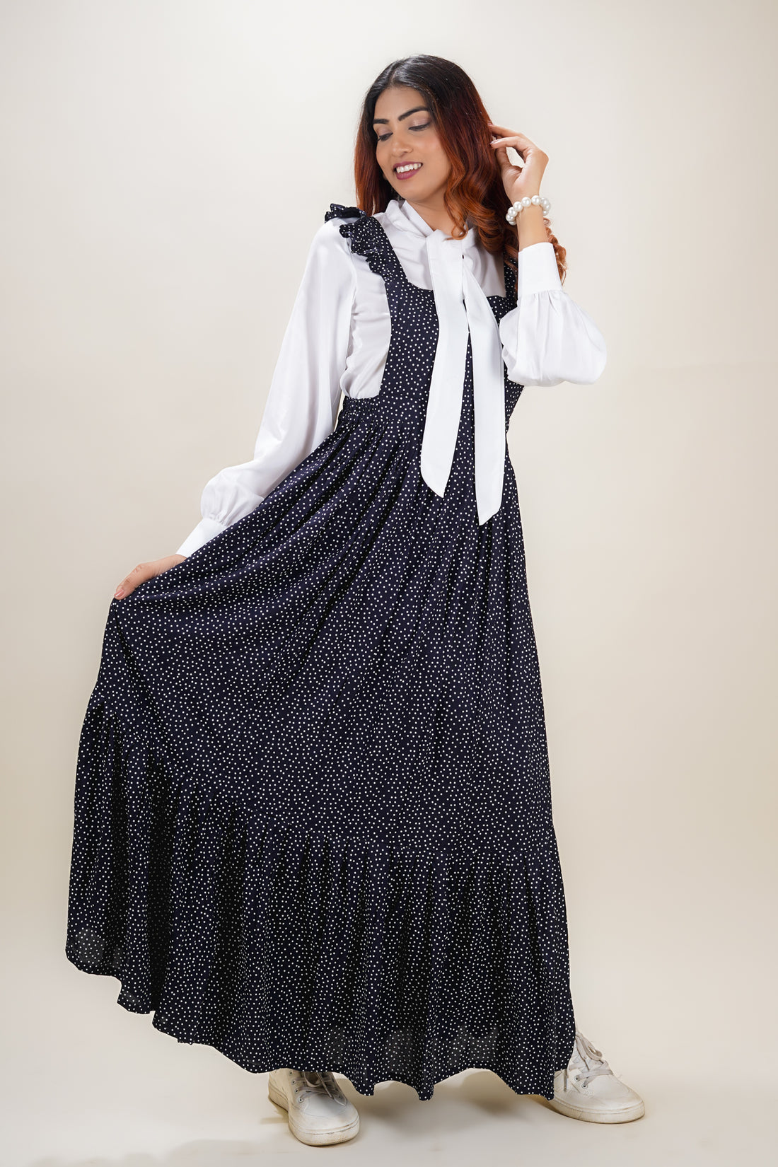 Black & White Polka Dot Shirt Dress Set- 52614D