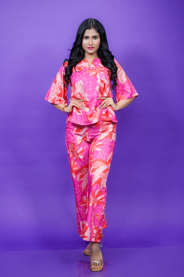 Glam Yellow Blossom Co-Ord Set- 52637C