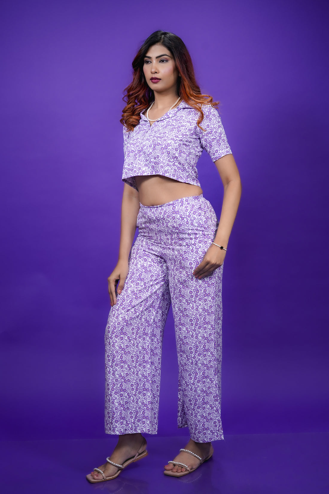 White Grace Floral Co-ord Set- 52644C