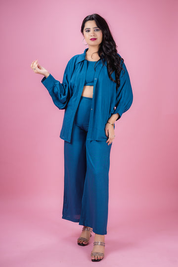 Petrol Blue Kaftan Co-Ord Set- 52661C
