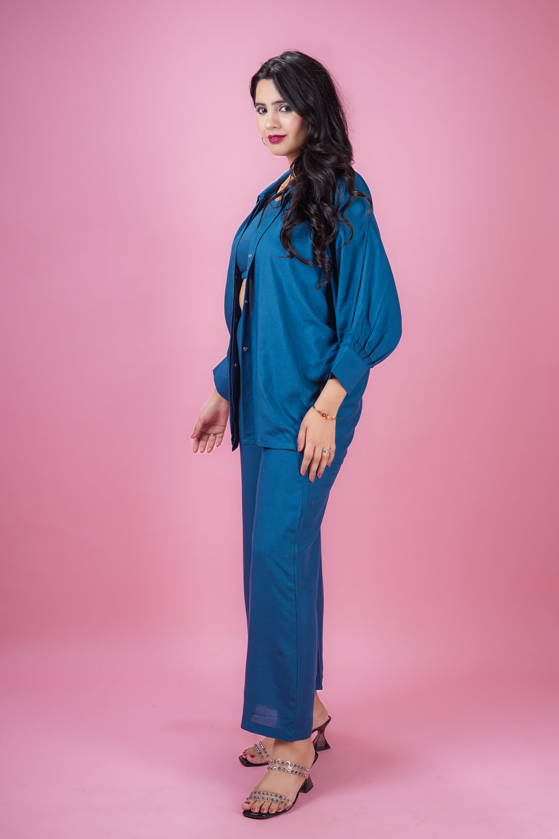 Petrol Blue Kaftan Co-Ord Set- 52661C
