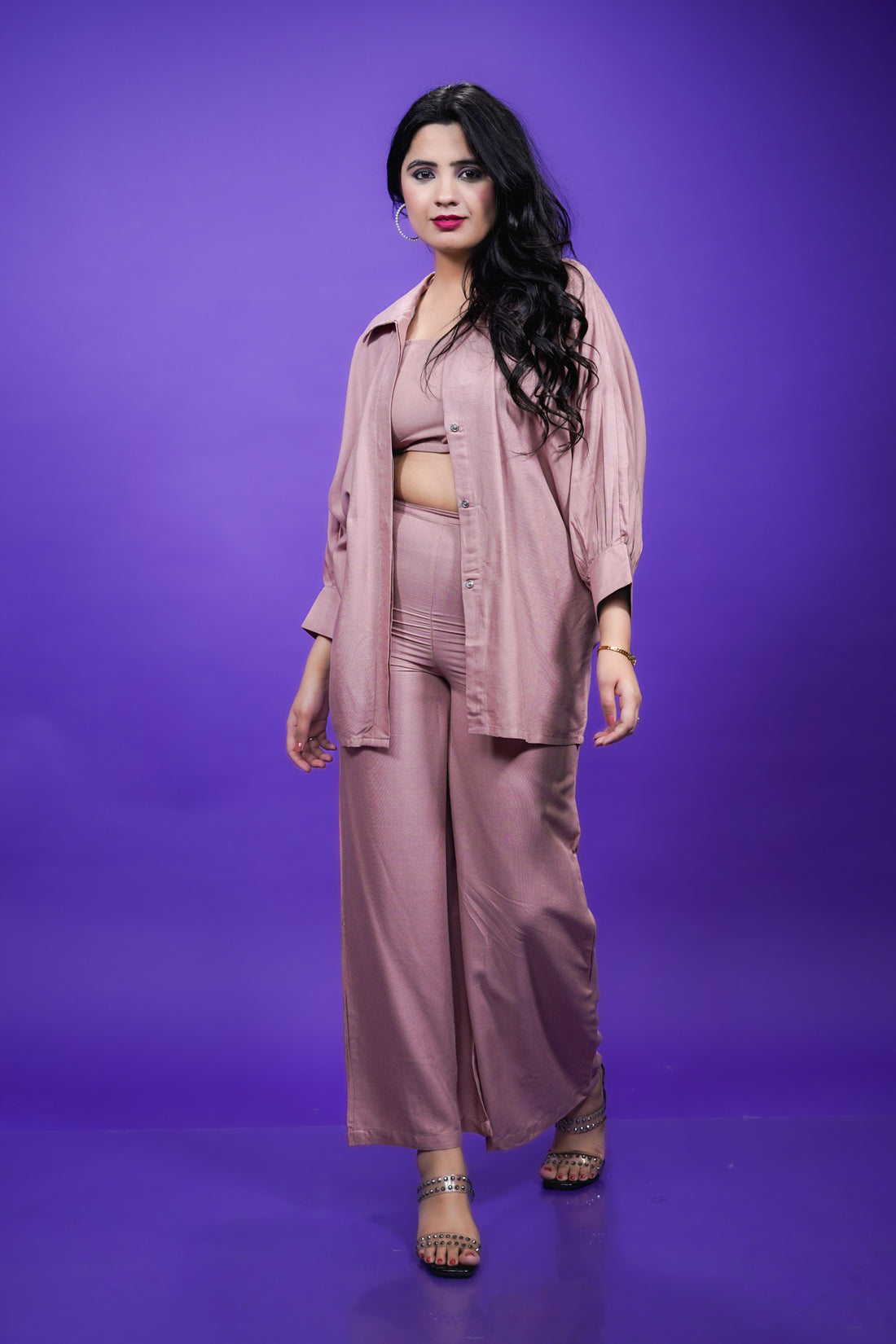 Pastel Chocolate Kaftan Co-Ord Set- 52662C