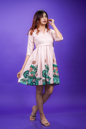 Pestle Pink Sleeveless Box Pleat Dress- 52669D