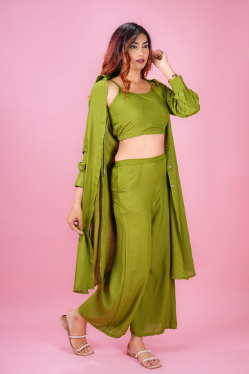 Olive Green Three-Piece Co-ord Set- 52659C