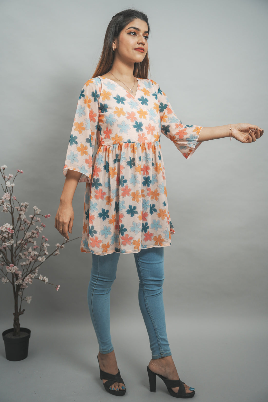 Blush Pink Floral Printed Top -52435T