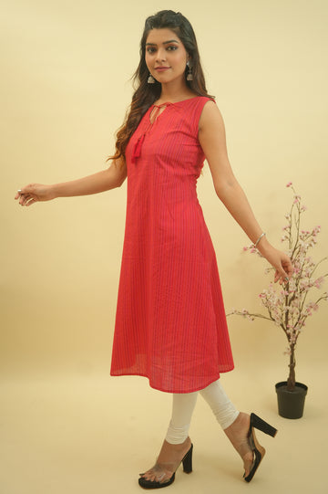 Red Katha Cotton Kurta- 52328K