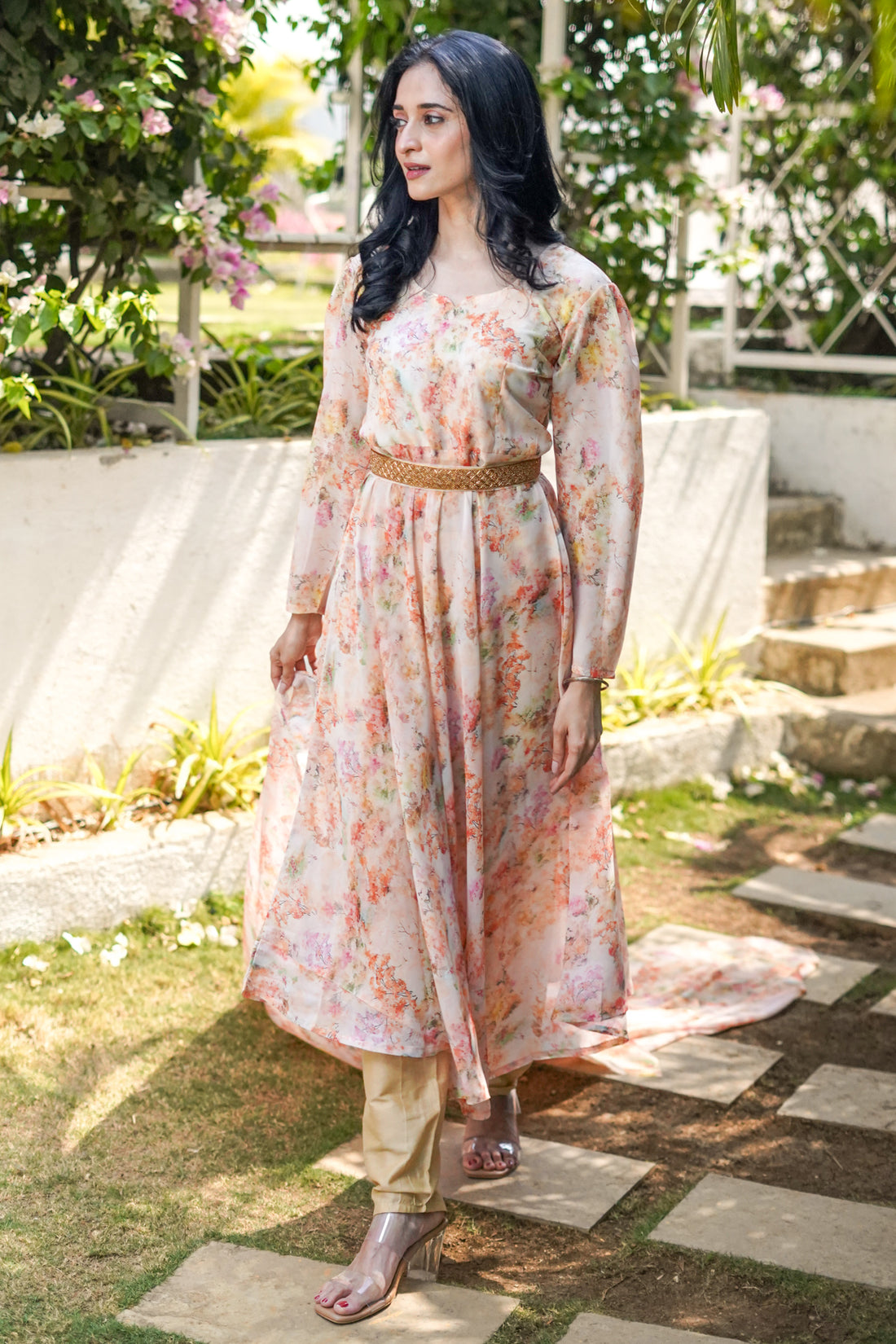 Peach Blossom Anarkali - 52475A