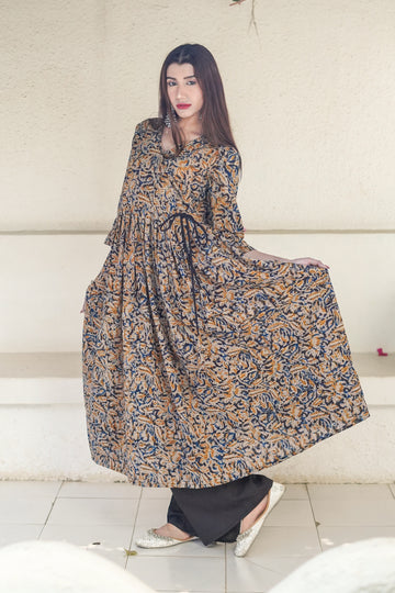 Midnight Kalamkari Anarkali - 52476A