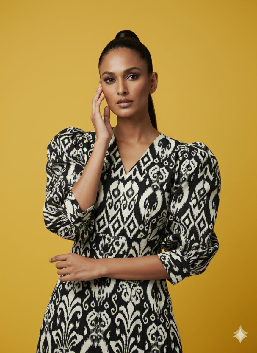 Geometric Grace Black Dress - 52690D