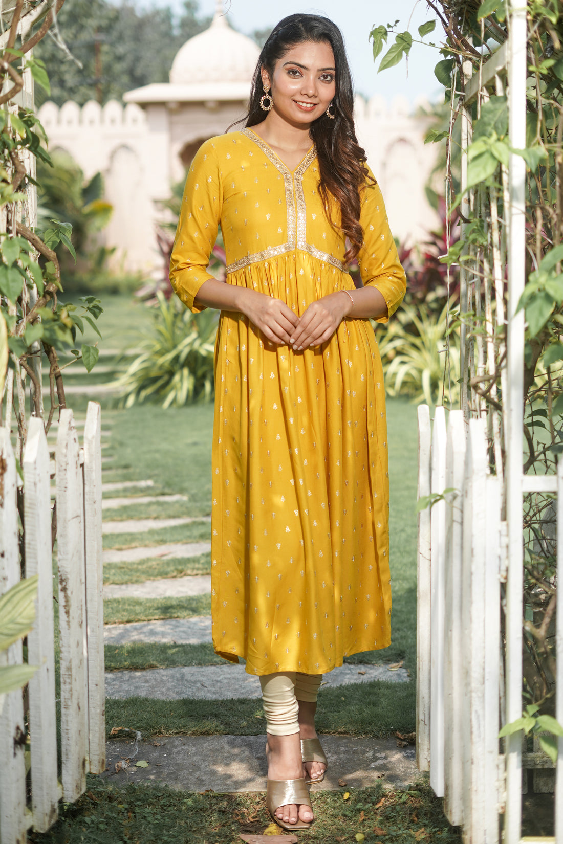 Gold Fusion Motif Printed Kurta - 52456K