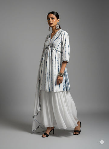 Ivory Breeze Tie & Dye Kurti Set - 52698KS