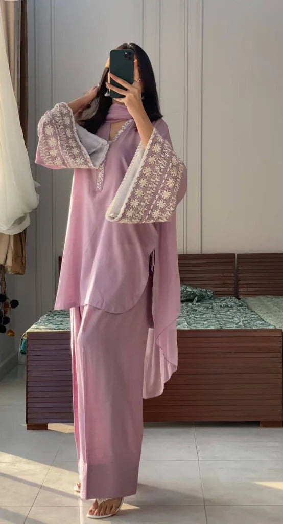 Light Pink Satin Farshi Plazzo Magic- 52678KS