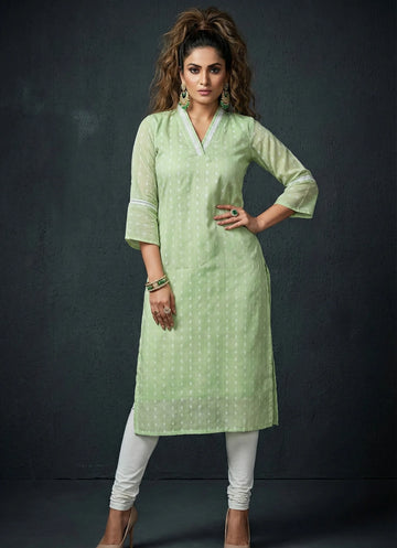 Light Green Katha Butti Cotton Kurta- 52322K
