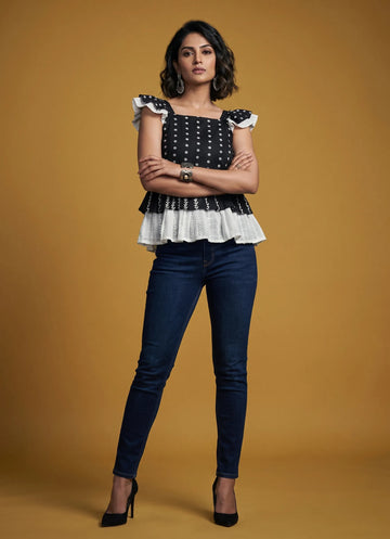 Polka Dot Chikankari Top