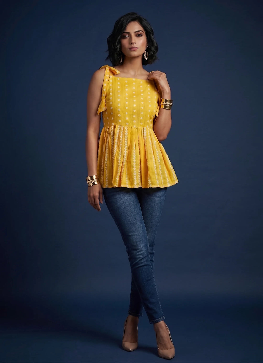 Yellow Chikankari Top