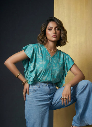 Persian Green Bandhani Printed Top - 52398T