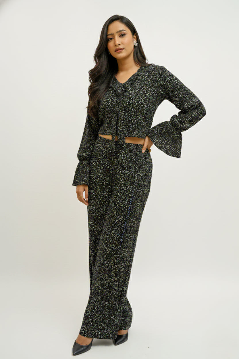 Black Monochrome Dot Printed Co-ord set